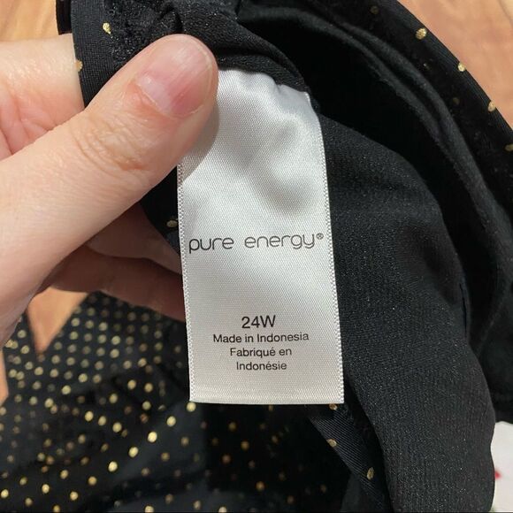 Pure‎ Energy Black Gold Polka Dot Halter One Piece - Picture 2 of 7